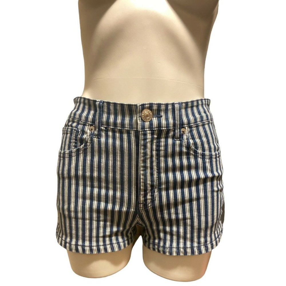 American Eagle Next Level Stretch Striped Denim  Shorts  Size 8